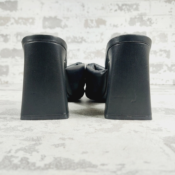 NEW Open Edit Saydee Black Block Heel Slip On Square Toe Sandals T70 - Picture 6 of 13